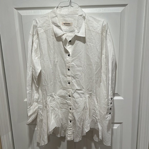 FREE PEOPLE We The Free Freya Poplin Button Down Tunic Top / Optic White - Picture 8 of 10